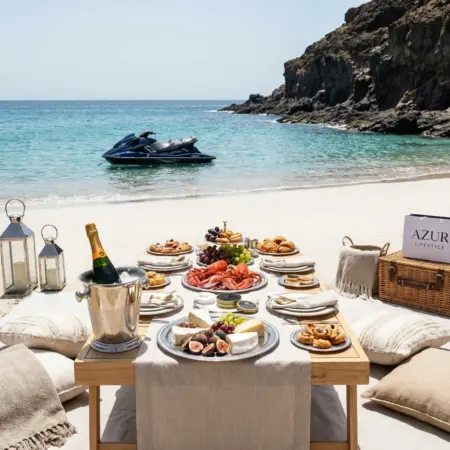 Gourmet picnic on a secret beach