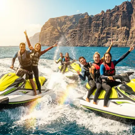 Friends having the time of their lives at Los Gigantes